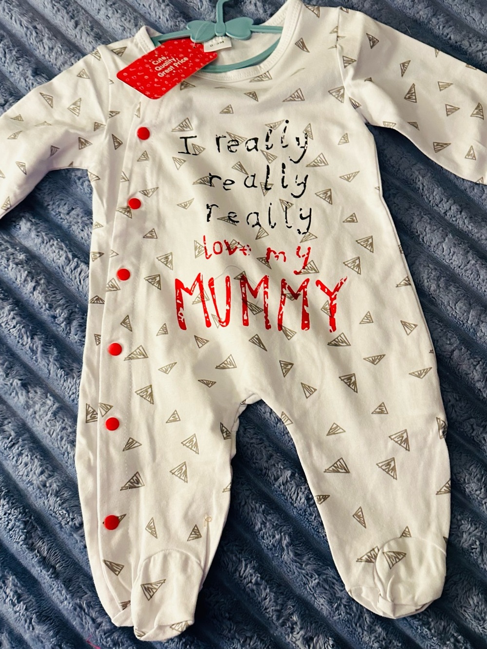 PatPat White Baby One-Piece Bodysuit with Red Accents
